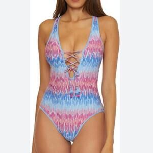 BECCA‎ $158 Joshua Tree One Piece Swimsuit Plunge Neck M